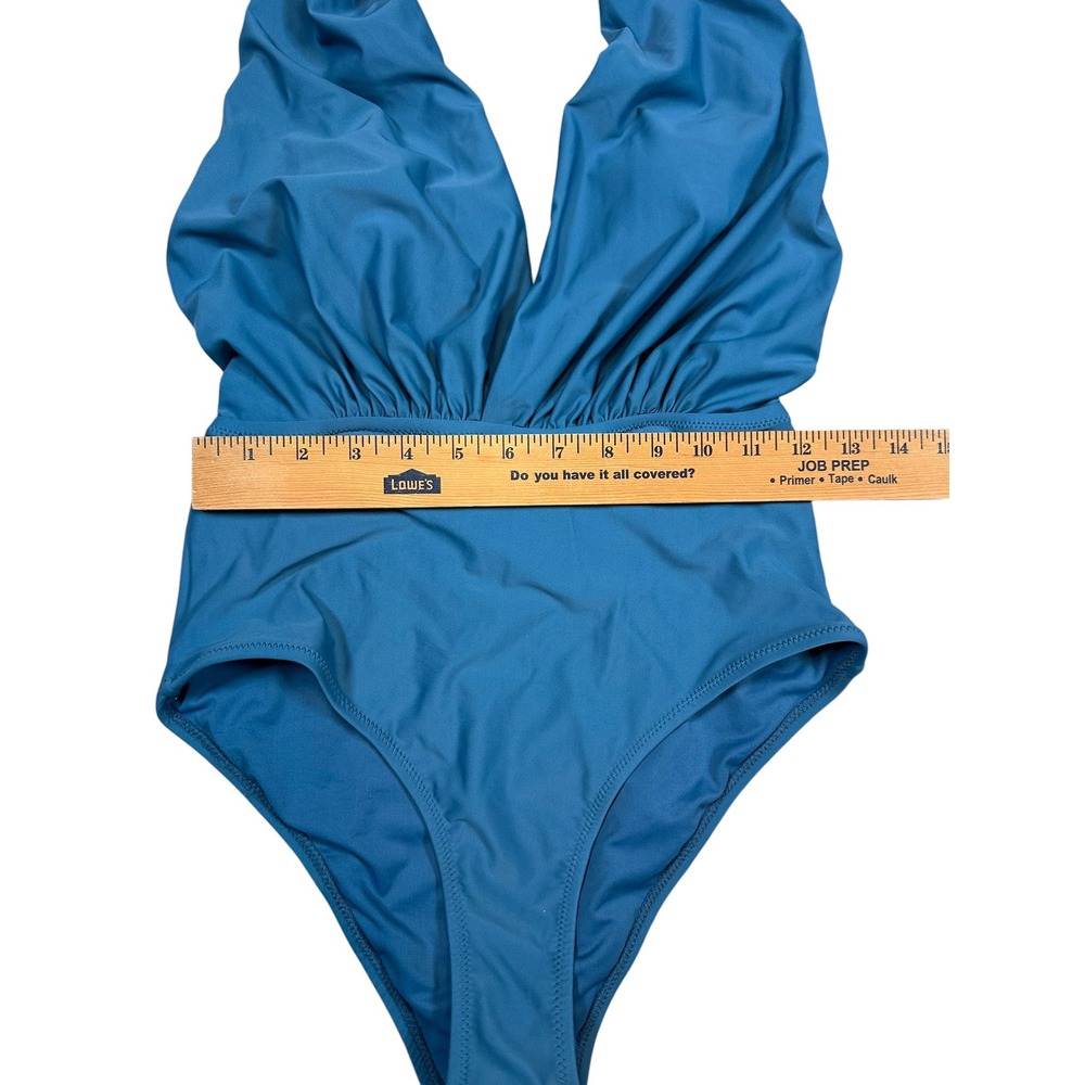 Cupshe Womens Teal Blue Halter V-Neck One Piece Swimsuit Size S New With Tags - Picture 4 of 11